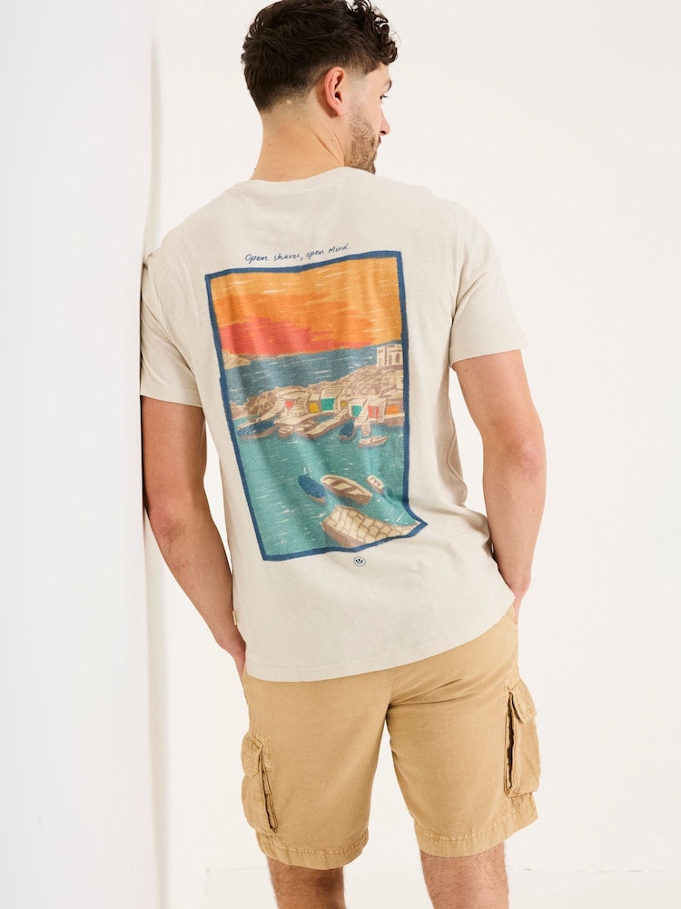FatFace Oatmeal Open Shores Graphic Tshirt - Image 2 of 7