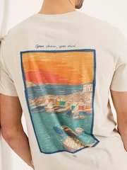 FatFace Oatmeal Open Shores Graphic Tshirt - Image 4 of 7