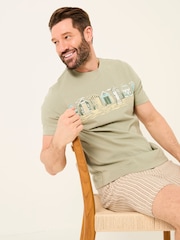 FatFace Sage Green VW Beach Hut Tshirt - Image 3 of 6