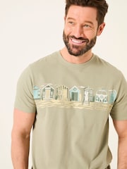 FatFace Sage Green VW Beach Hut Tshirt - Image 4 of 6