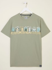 FatFace Sage Green VW Beach Hut Tshirt - Image 5 of 6