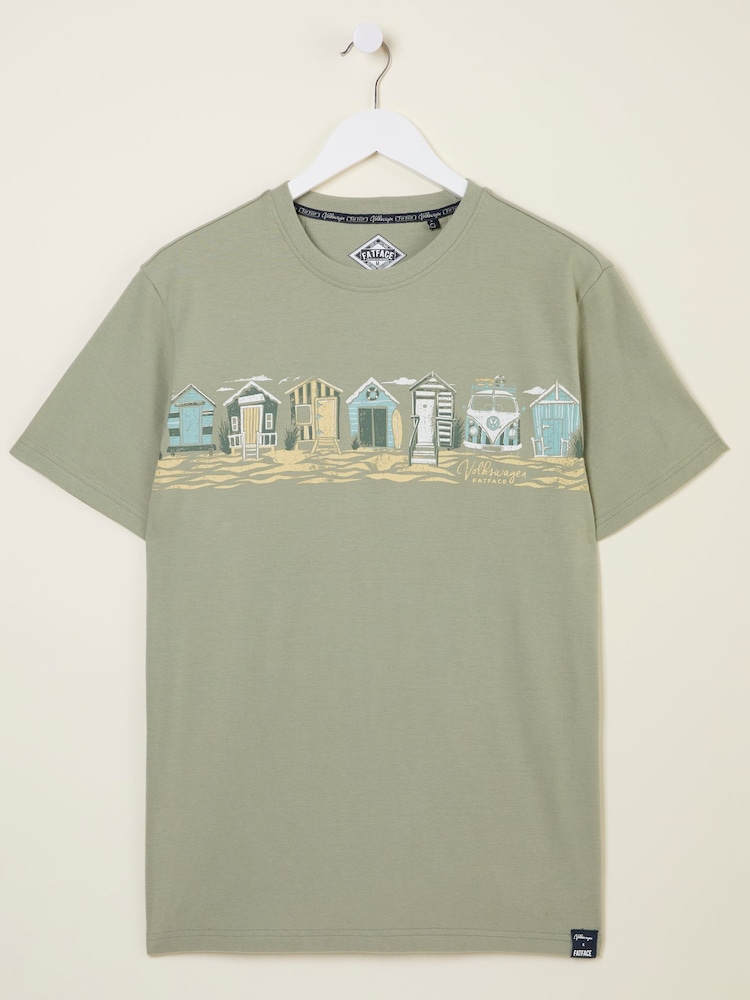 FatFace Sage Green VW Beach Hut Tshirt - Image 5 of 6