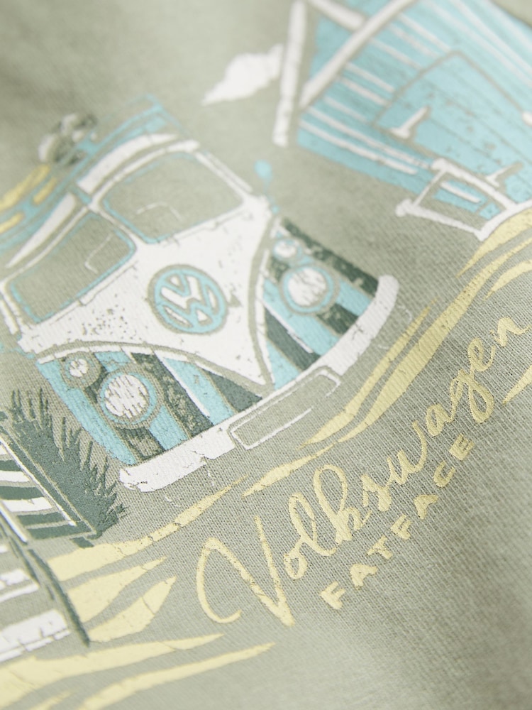 FatFace Sage Green VW Beach Hut Tshirt - Image 6 of 6