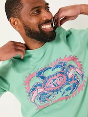FatFace Green Crab Graphic Tshirt - Image 4 of 5
