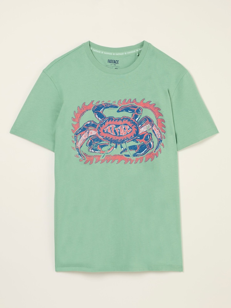 FatFace Green Crab Graphic Tshirt - Image 5 of 5