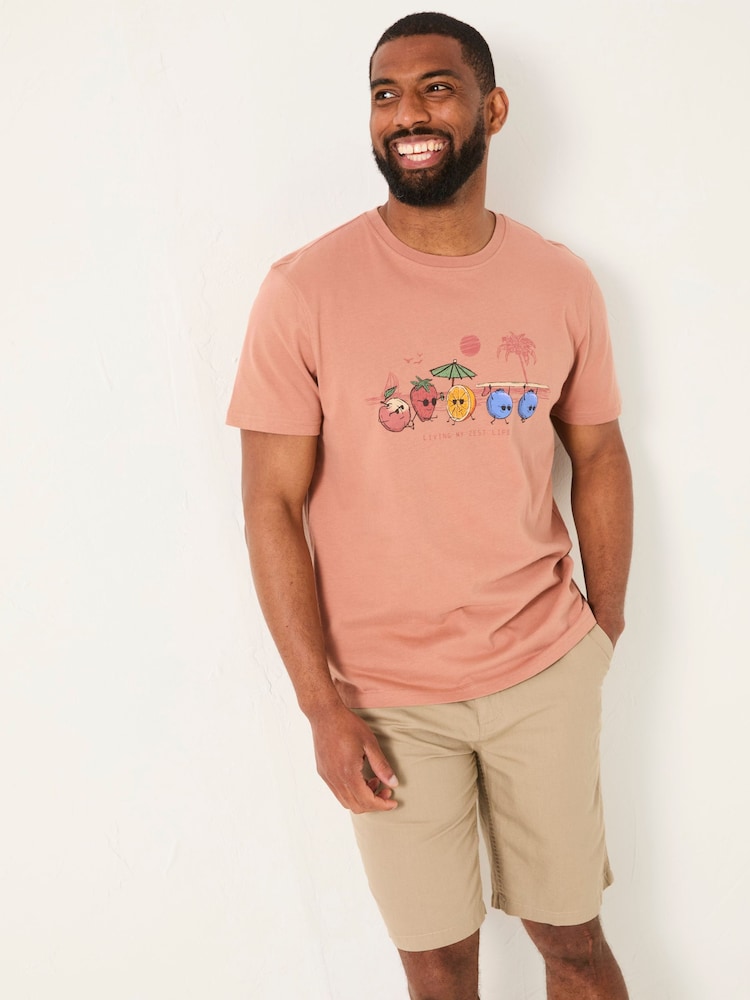 FatFace Brown Living The Zest Life Tshirt - Image 1 of 5 FatFace Brown Living The Zest Life Tshirt - Image 1 of 5