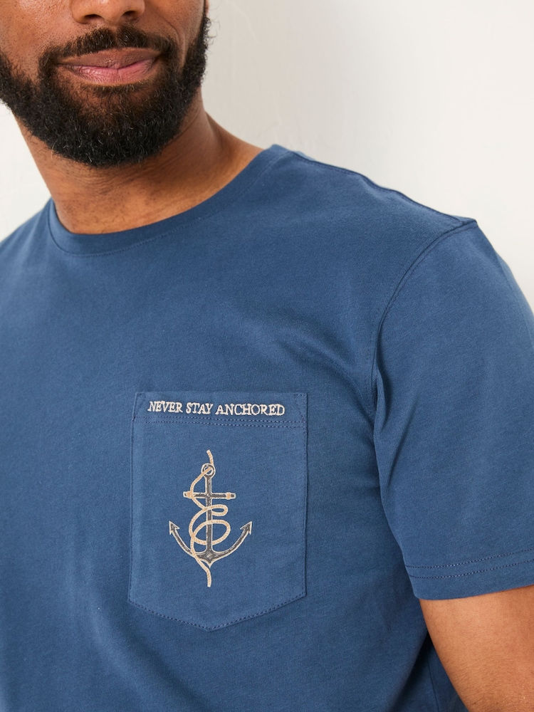 FatFace Navy Anchor Pocket Tshirt - Image 4 of 5