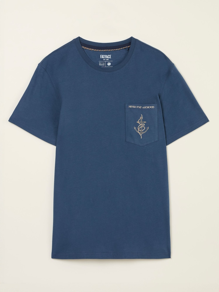 FatFace Navy Anchor Pocket Tshirt - Image 5 of 5