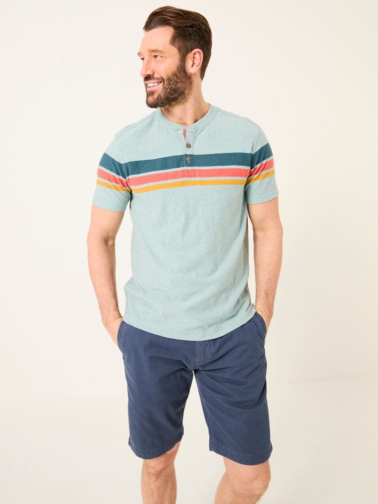 FatFace Henley Light Blue Chest Stripe Henley - Image 1 of 5