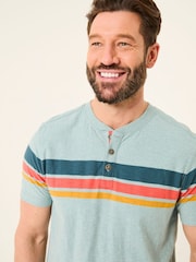 FatFace Henley Light Blue Chest Stripe Henley - Image 4 of 5