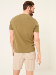 FatFace Henley Khaki Green Garment Dyed Pocket Henley - Image 2 of 5