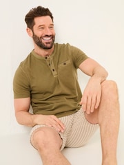 FatFace Henley Khaki Green Garment Dyed Pocket Henley - Image 3 of 5
