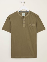 FatFace Henley Khaki Green Garment Dyed Pocket Henley - Image 5 of 5