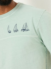 FatFace Light Blue Boat Embroidered T-Shirt - Image 4 of 8