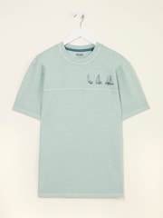 FatFace Light Blue Boat Embroidered T-Shirt - Image 7 of 8