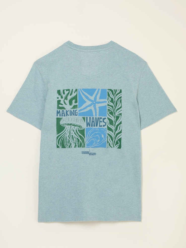 FatFace Light Blue MCS Making Waves Tshirt - Image 9 of 9