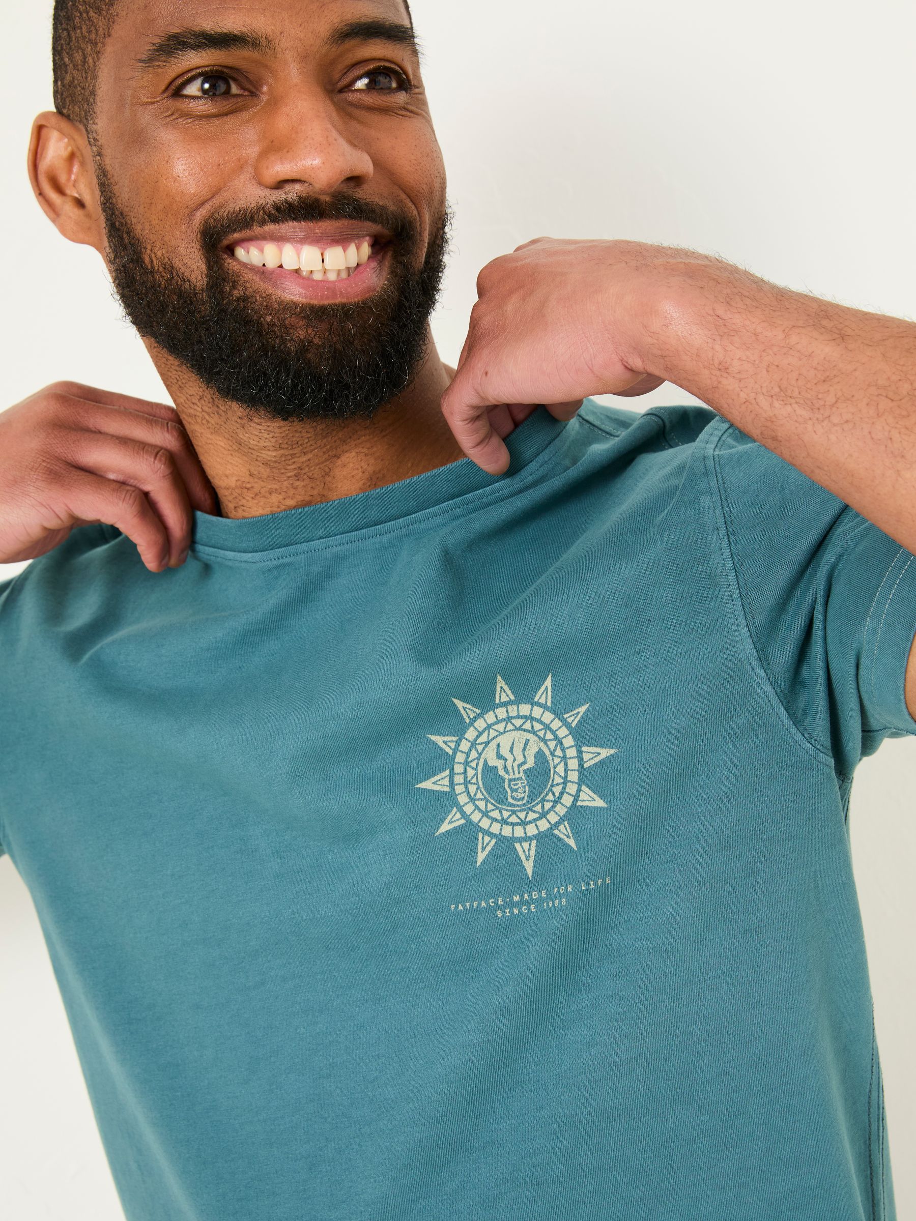 Buy FatFace Dark Teal Blue Bike Mandala Graphic Tshirt from Next Oman
