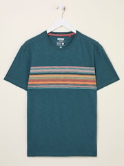 FatFace Borden Petrol Chest Stripe T-Shirt - Image 5 of 5