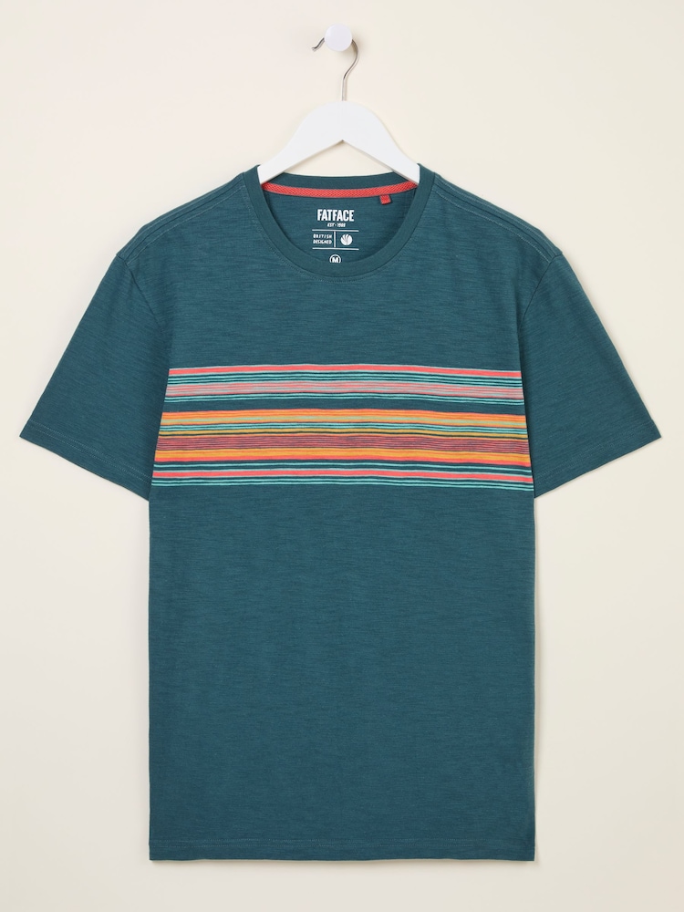 FatFace Borden Petrol Chest Stripe T-Shirt - Image 5 of 5
