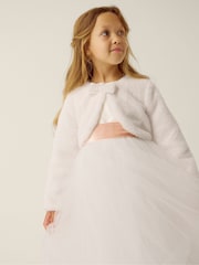 Monsoon Cream Lara Bow Faux Fur Cardigan - Image 1 of 3