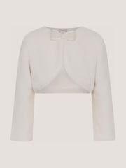 Monsoon Cream Lara Bow Faux Fur Cardigan - Image 2 of 3