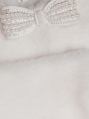 Monsoon Cream Lara Bow Faux Fur Cardigan - Image 3 of 3
