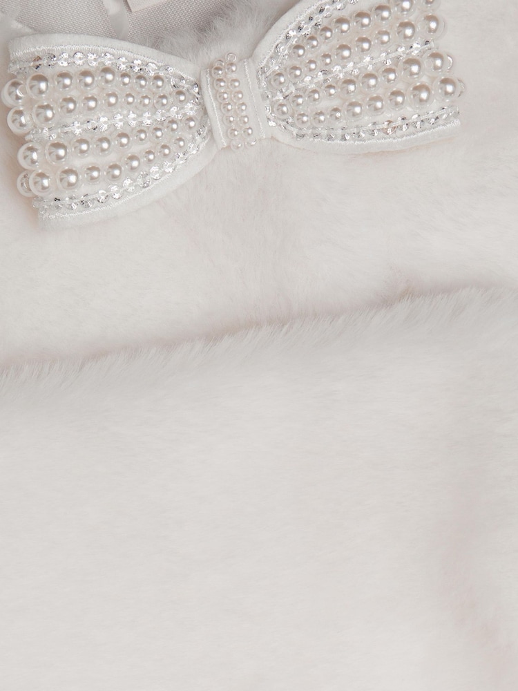 Monsoon Cream Lara Bow Faux Fur Cardigan - Image 3 of 3 Monsoon Cream Lara Bow Faux Fur Cardigan - Image 3 of 3