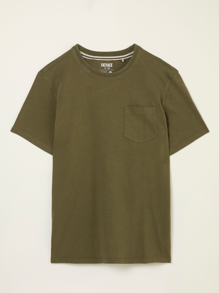 FatFace Cove Khaki Green Cove Pocket Tshirt - Image 5 of 5