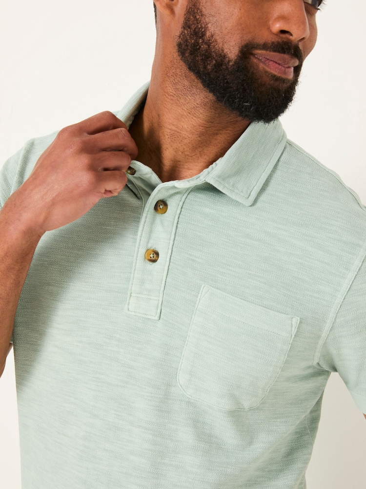 FatFace Light Blue Short Sleeve Slub Pique Polo - Image 4 of 5