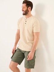 FatFace Woodside Oatmeal Slub Henley T-Shirt - Image 1 of 5