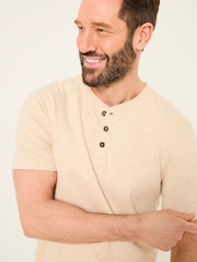 FatFace Woodside Oatmeal Slub Henley T-Shirt - Image 4 of 5