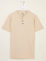 FatFace Woodside Oatmeal Slub Henley T-Shirt - Image 5 of 5