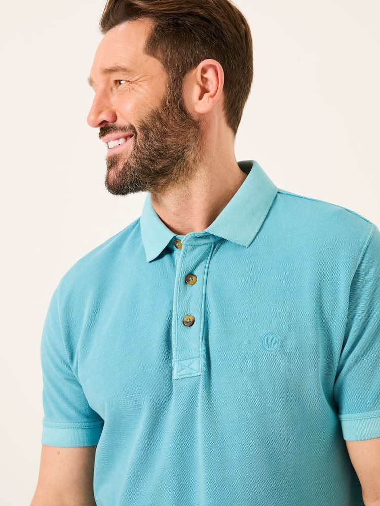 FatFace Bright Blue Pique Polo - Image 4 of 6