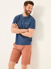 FatFace Henley Navy Garment Dyed Pocket Henley - Image 1 of 5