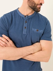 FatFace Henley Navy Garment Dyed Pocket Henley - Image 4 of 5