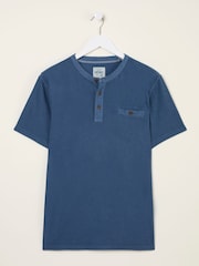 FatFace Henley Navy Garment Dyed Pocket Henley - Image 5 of 5