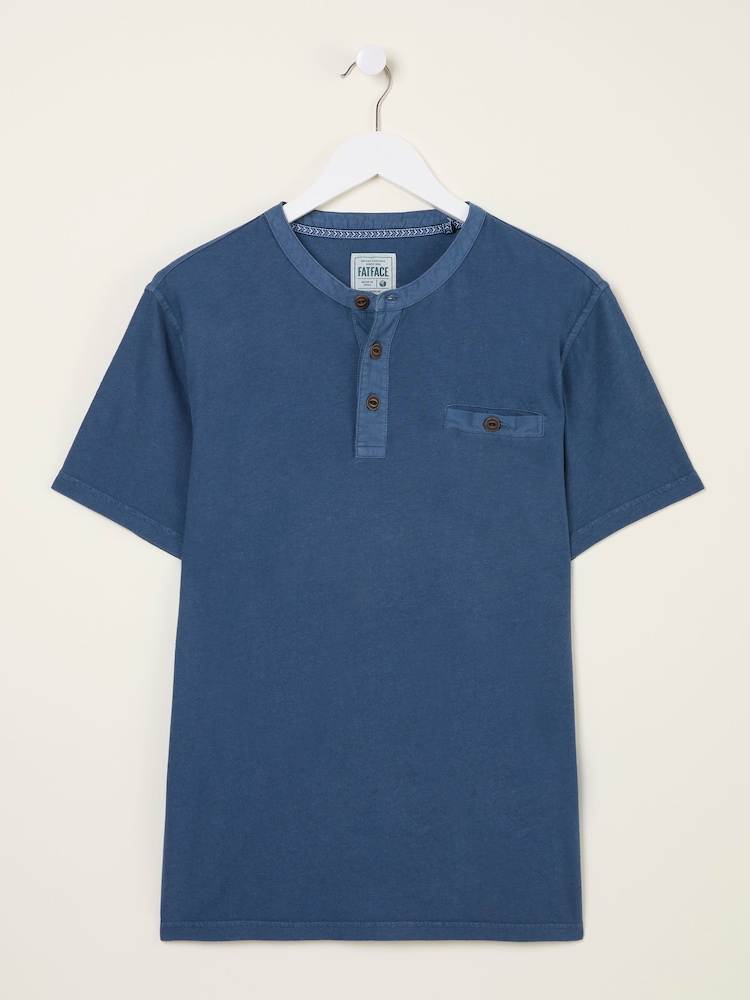 FatFace Henley Navy Garment Dyed Pocket Henley - Image 5 of 5