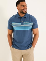 FatFace Navy Short Sleeve Chest Stripe Polo - Image 1 of 3