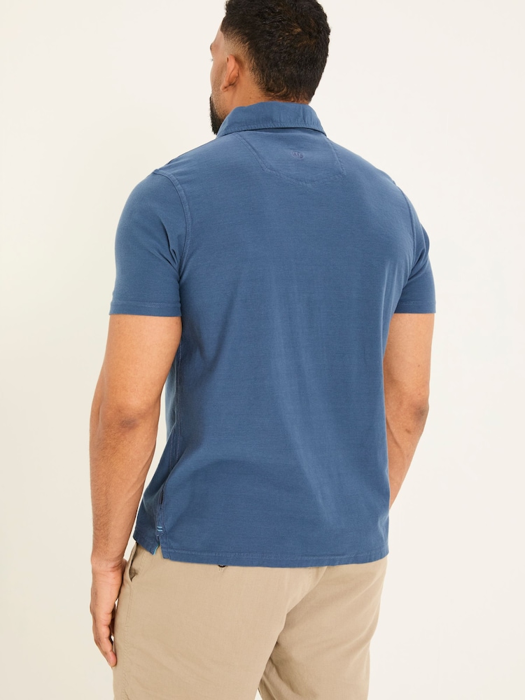 FatFace Navy Short Sleeve Chest Stripe Polo - Image 2 of 3