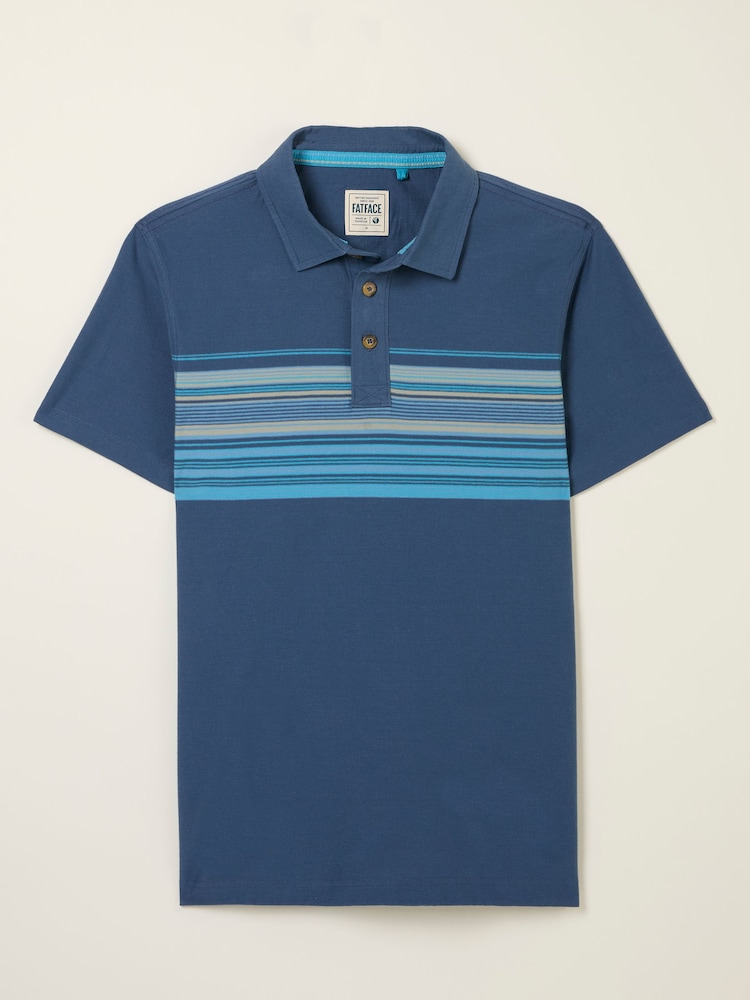 FatFace Navy Short Sleeve Chest Stripe Polo - Image 3 of 3