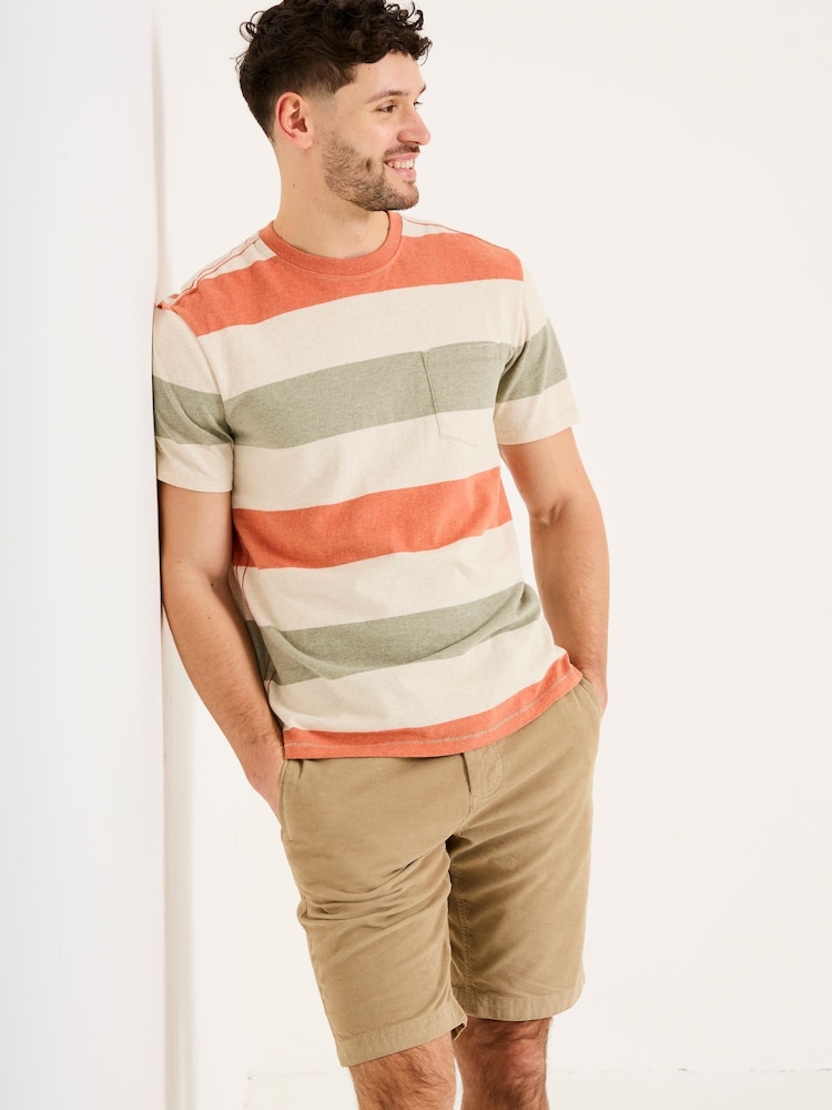 FatFace Oatmeal Block Stripe Tshirt - Image 1 of 5 FatFace Oatmeal Block Stripe Tshirt - Image 1 of 5