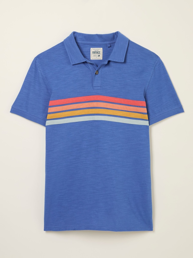 FatFace Blue Cut and Sew Chest Stripe Polo - Image 1 of 1