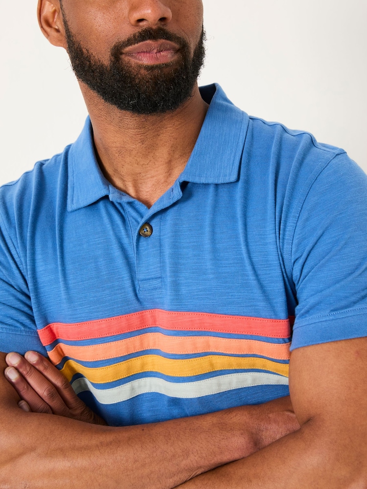 FatFace Blue Cut and Sew Chest Stripe Polo - Image 4 of 4 FatFace Blue Cut and Sew Chest Stripe Polo - Image 4 of 4