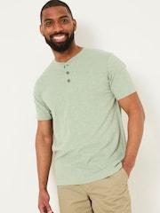 Verde sálvia - Camiseta FATFACE Slub Henleys - Imagem 1 de 4