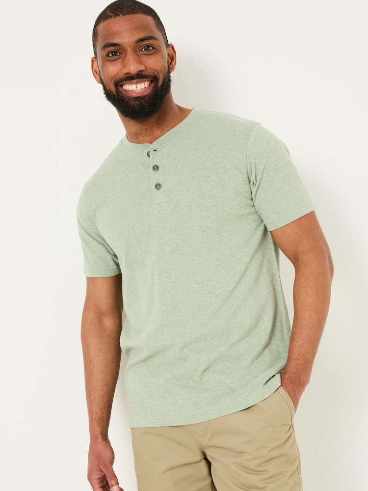 Verde sálvia - Camiseta FATFACE Slub Henleys - Imagem 1 de 4