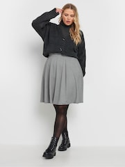 Yours Curve Black Dogtooth Check Flippy Skirt - Image 2 of 5