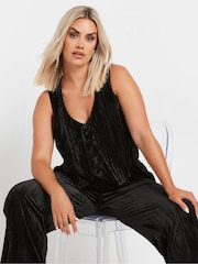 Yours Curve Black Crushed Velvet Waistcoat - Image 3 of 6