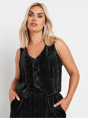 Yours Curve Black Crushed Velvet Waistcoat - Image 4 of 6