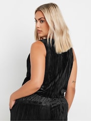 Yours Curve Black Crushed Velvet Waistcoat - Image 5 of 6