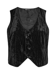 Yours Curve Black Crushed Velvet Waistcoat - Image 6 of 6